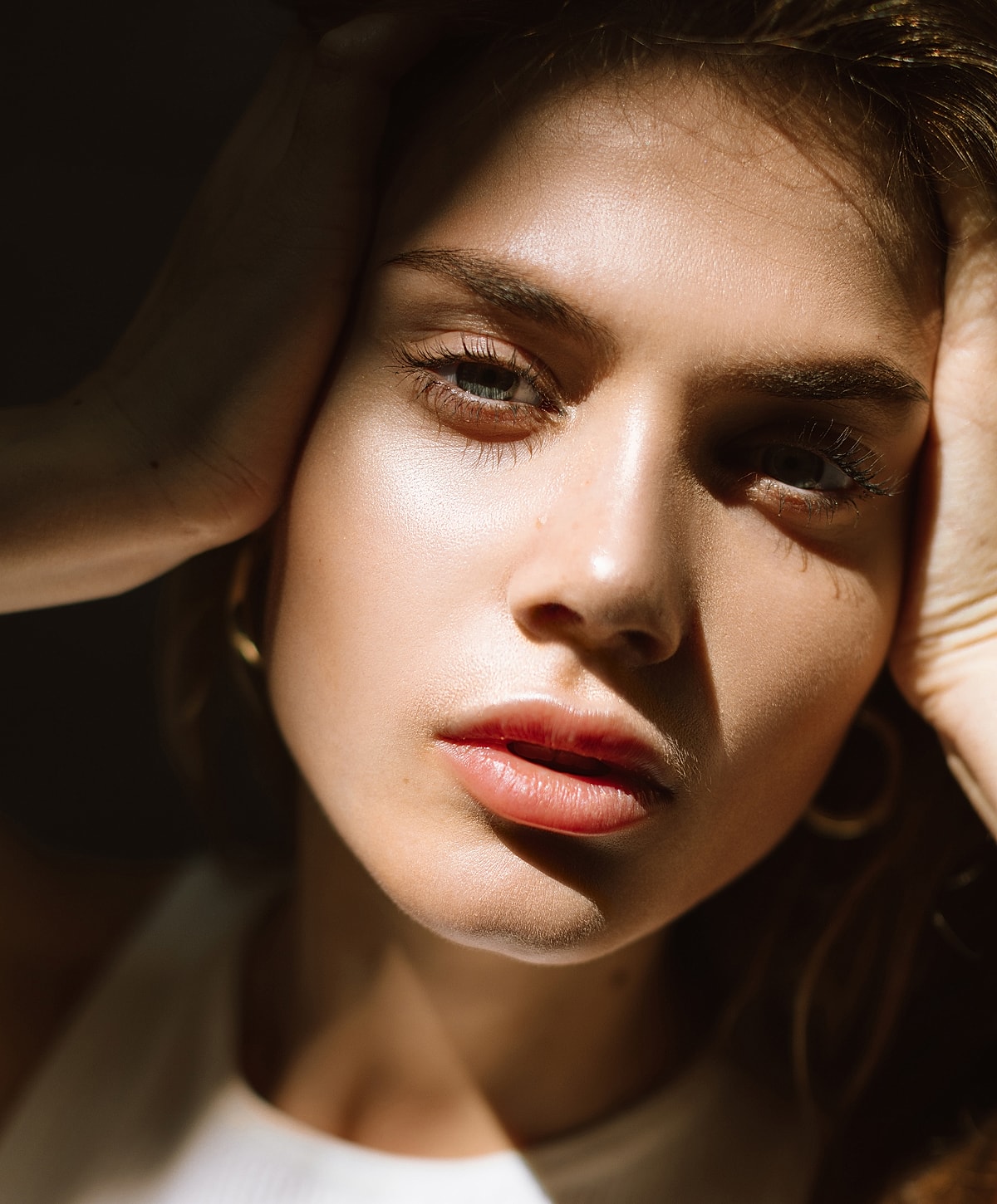 Close-up of a woman with natural makeup.