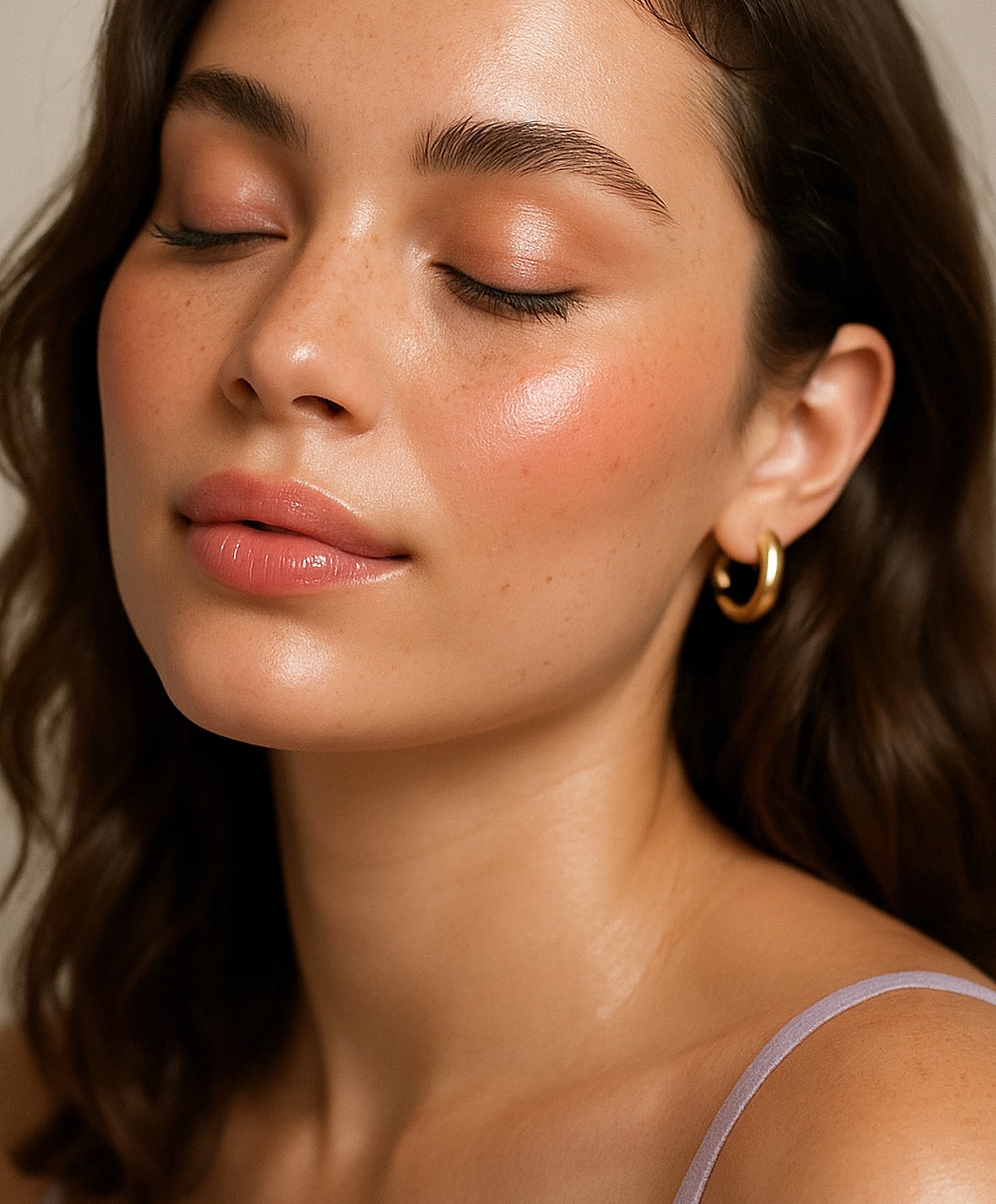 Close-up of woman with natural makeup.