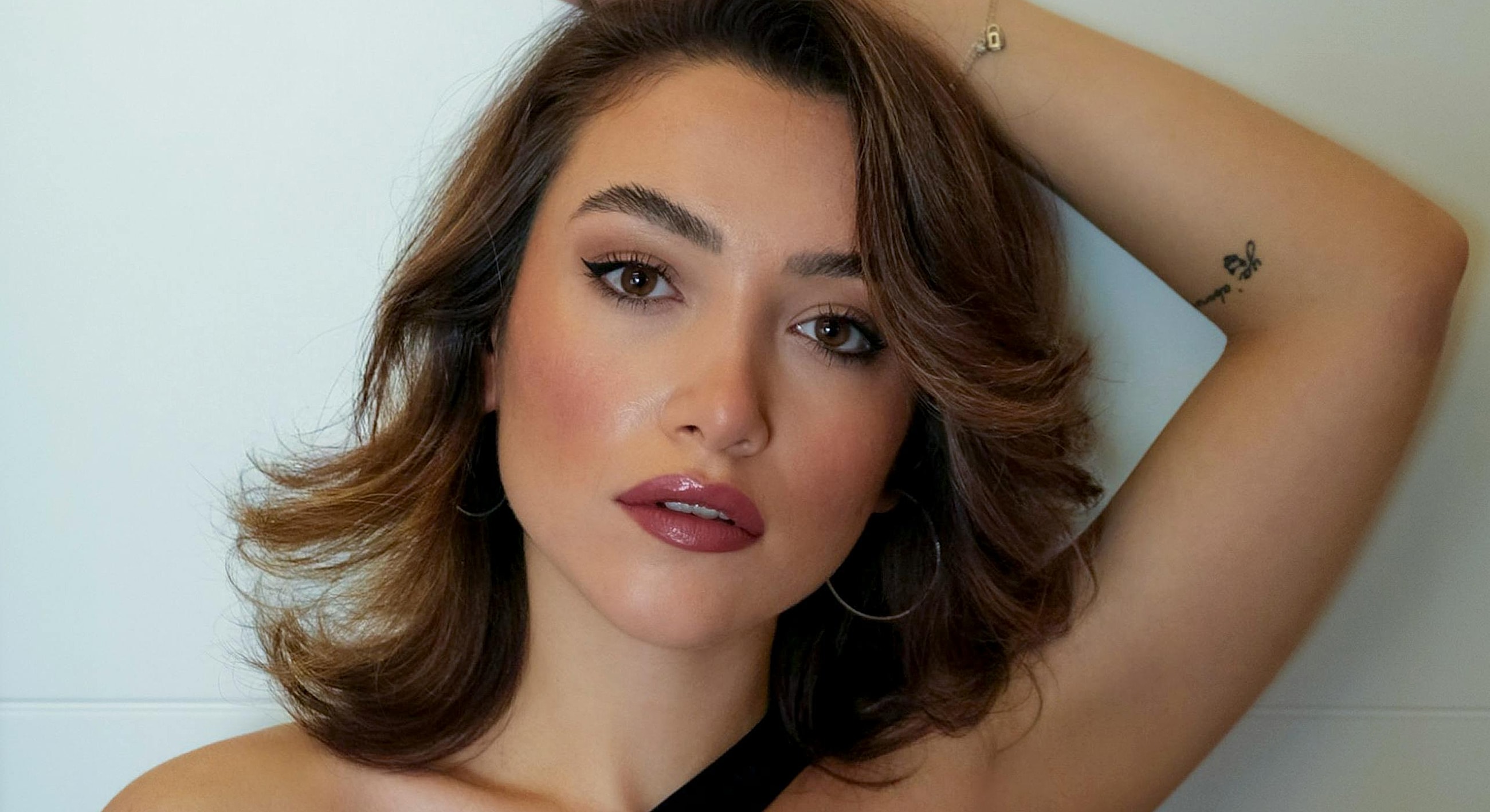 Woman with stylish hair and makeup portrait.